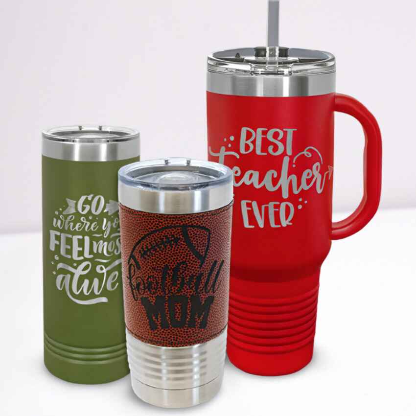 Wide selection of drinkware offered at Artisan Branding Company.