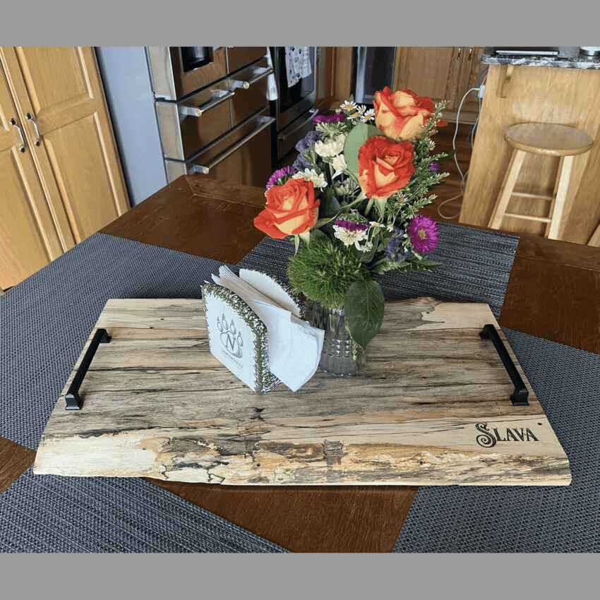 Personalized handcrafted serving trays by Artisan Branding Company.