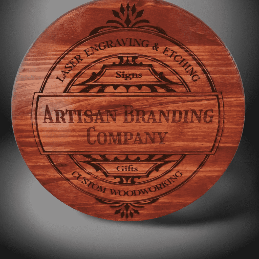 Artisan Branding Company custom wood medallian business sign.