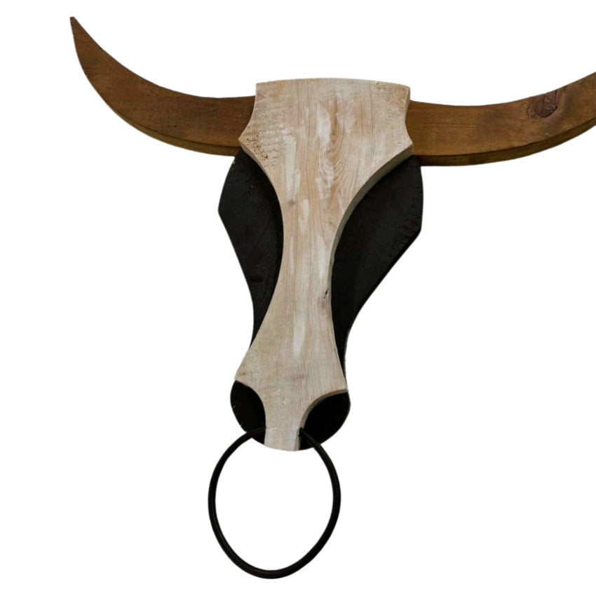 Handcrafted home wall decor by Artisan Branding Company. Bull Black & White