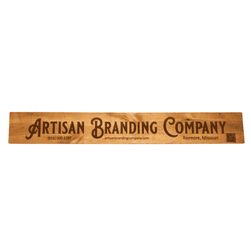 Wood business banner sign -Artisan Branding Company.