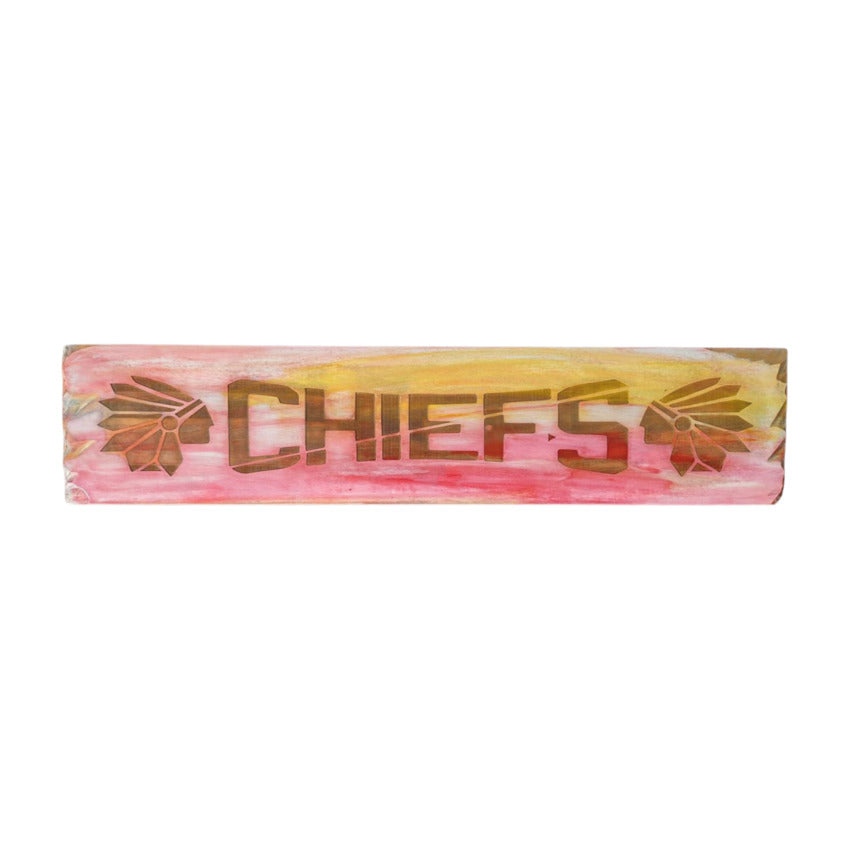Long wood personalized custom sign by Artisan Branding Company. Chiefs