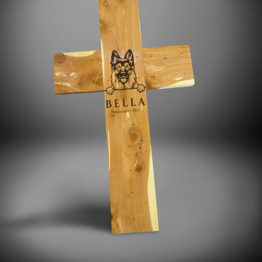 Custom personalized dog cross by Artisan Branding Company.