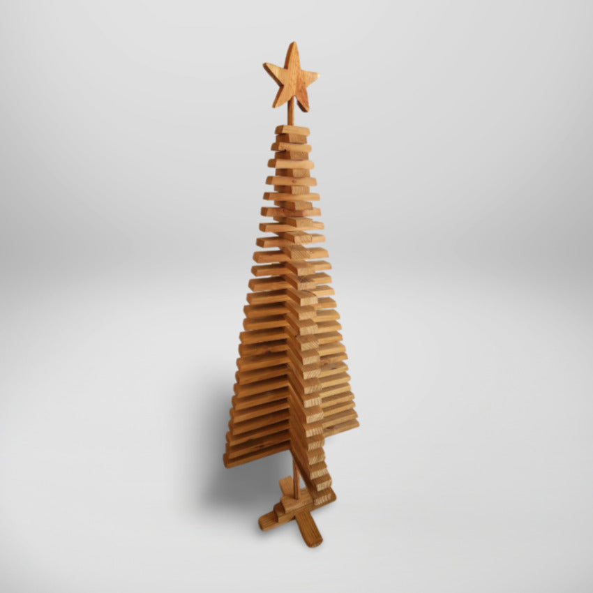 Tall natural wood tree with star home decor by Artisan Branding Company.