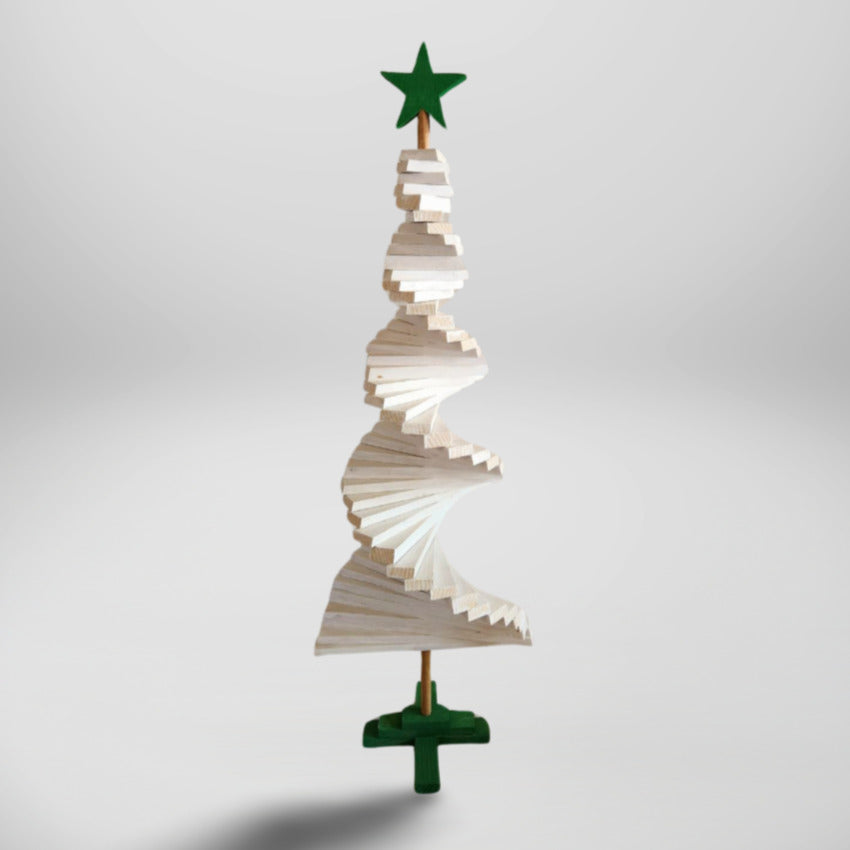 Tall white and green wood tree with star home decor by Artisan Branding Company.