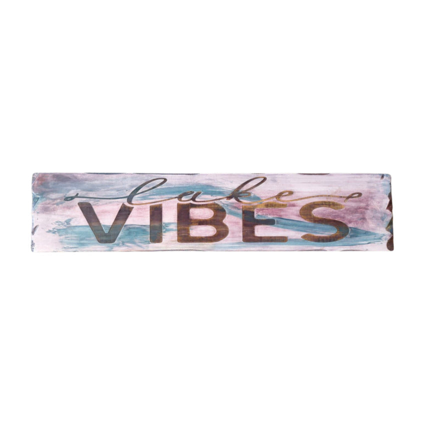 Long wood personalized custom sign by Artisan Branding Company. Lake Vibes