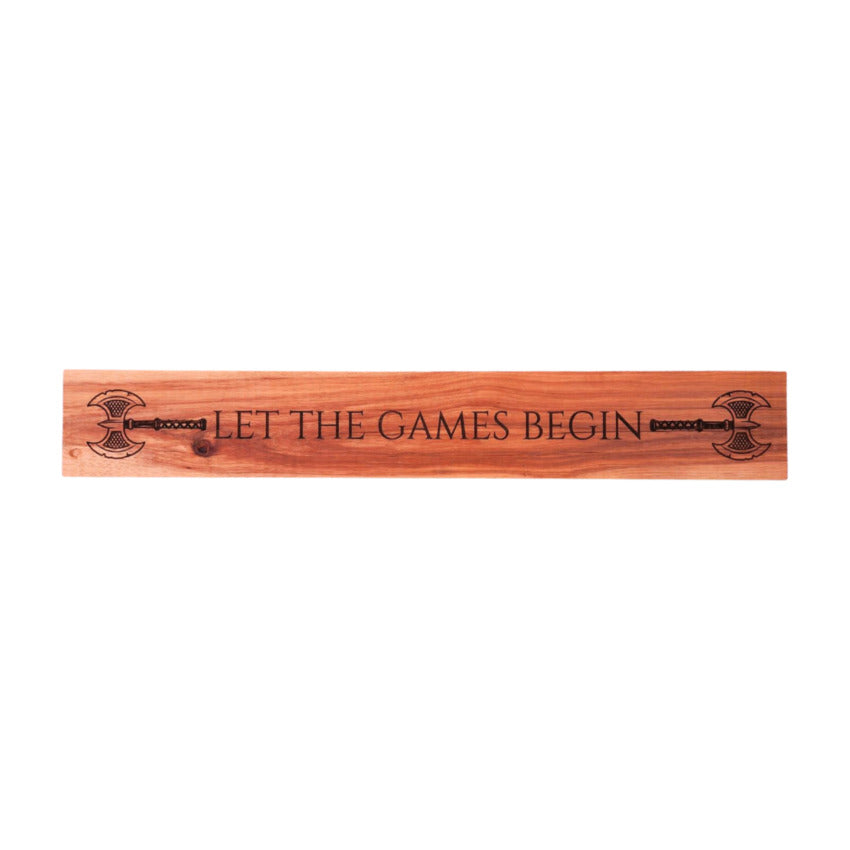 Long wood personalized custom sign by Artisan Branding Company. Games Begin