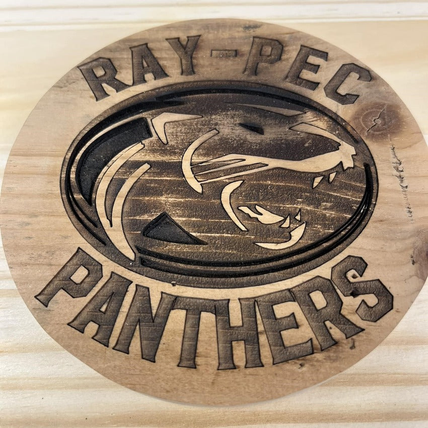 Personalized wood sign decor by Artisan Branding Company. Ray-Pec Panthers