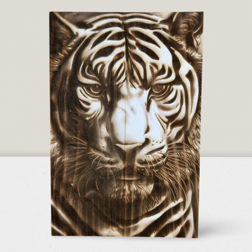 Handcrafted home wall decor by Artisan Branding Company. Tiger