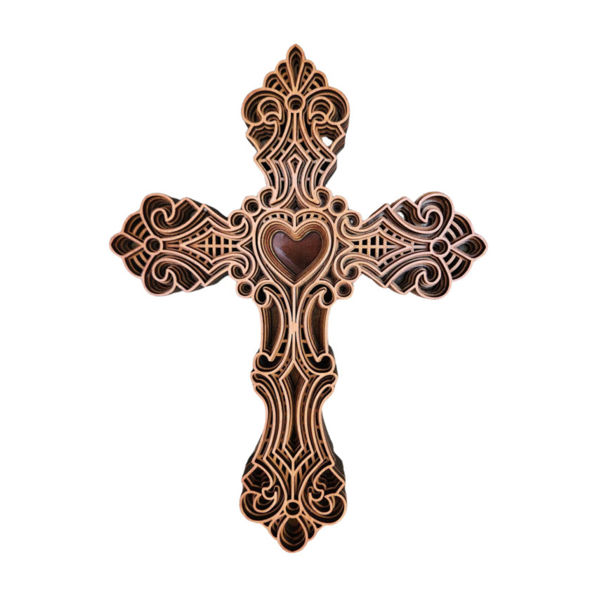 Handcrafted home wall decor by Artisan Branding Company. Layered Cross