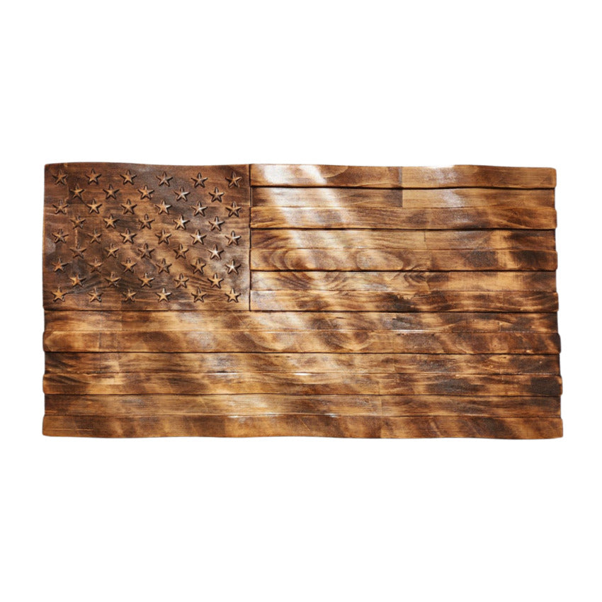 Handcrafted home wall decor by Artisan Branding Company. Flag stained