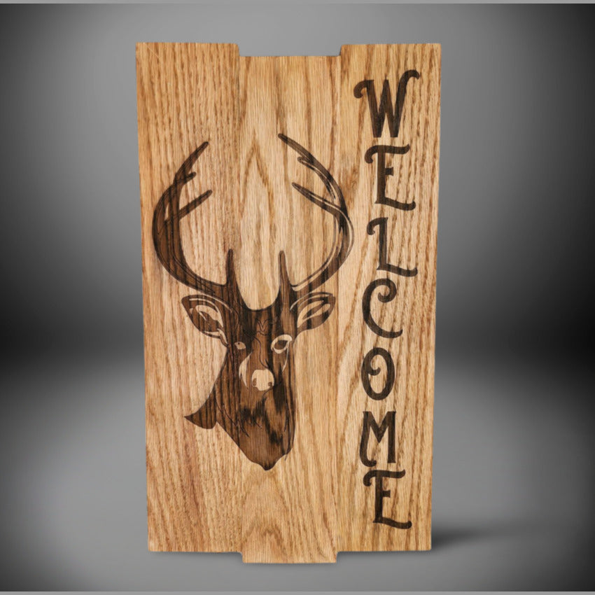 Personalized wood sign decor by Artisan Branding Company. Deer Welcome