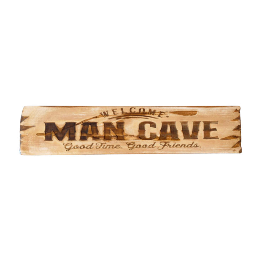 Long wood personalized custom sign by Artisan Branding Company. Man Cave