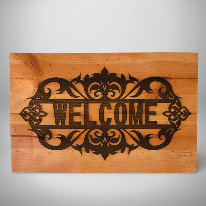 Personalized wood sign decor by Artisan Branding Company. Welcome