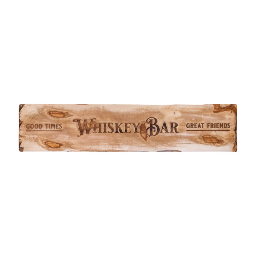 Long wood personalized custom sign by Artisan Branding Company. Whiskey Bar
