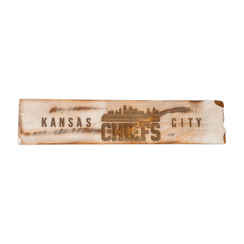 Long wood personalized custom sign by Artisan Branding Company. Kansas City Chiefs