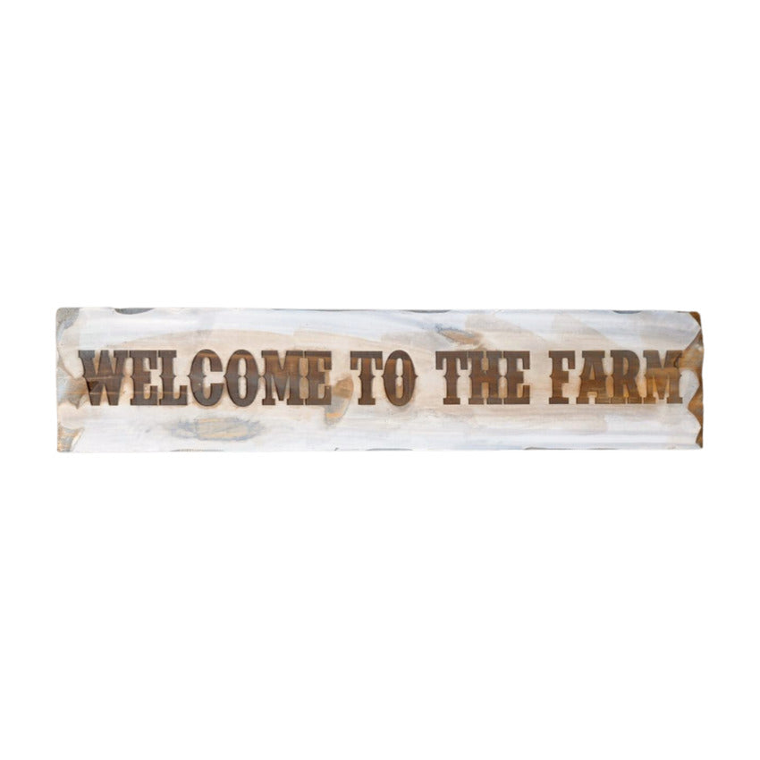 Long wood personalized custom sign by Artisan Branding Company. Welcome To Farm