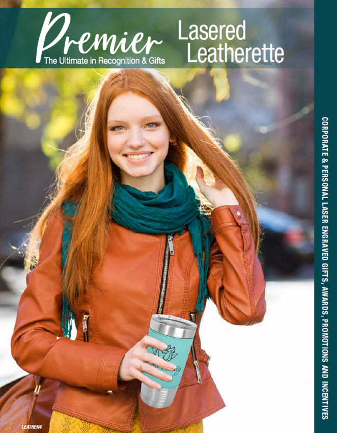 Premier Lasered Leatherette Collection catalog available at Artisan Branding Company.
