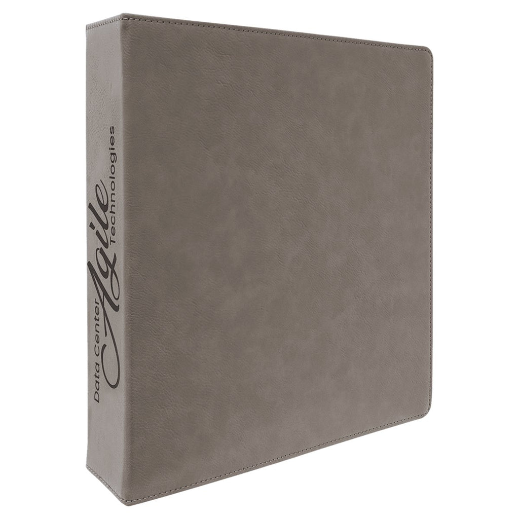 3-Ring Leatherette Binder w/2" Slant D-Rings Gray w/Black Engraving at Artisan Branding Company