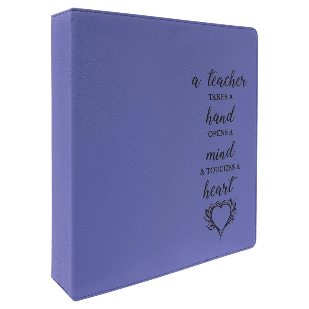 3-Ring Leatherette Binder w/2" Slant D-Rings Purple w/Black Engraving at Artisan Branding Company