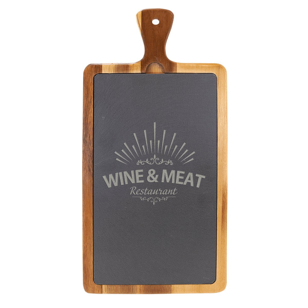 Acacia Slate Serving Tray & Cutting Board w/Handle 13 1/4" x 7" at Artisan Branding Company