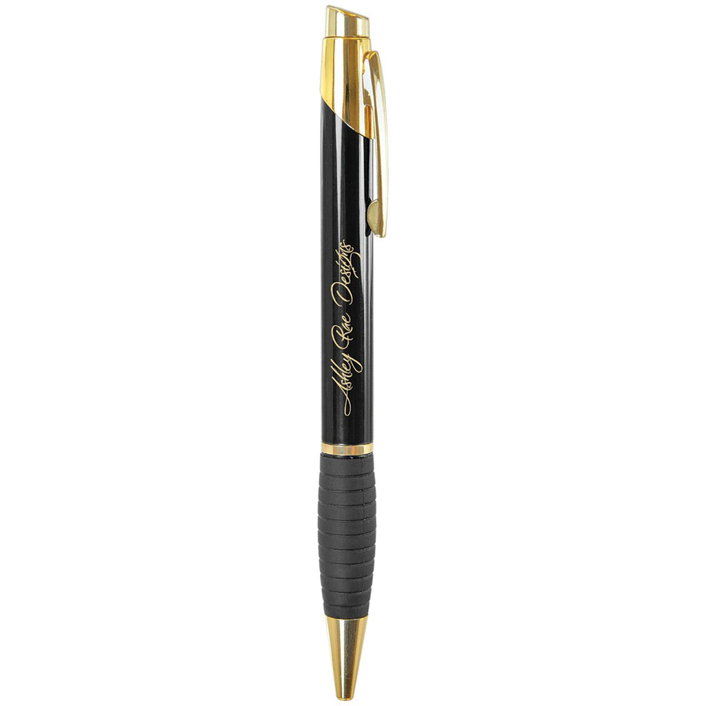 Ballpoint Pen Twist Out with Gripper -Brass Black at Artisan Branding Company