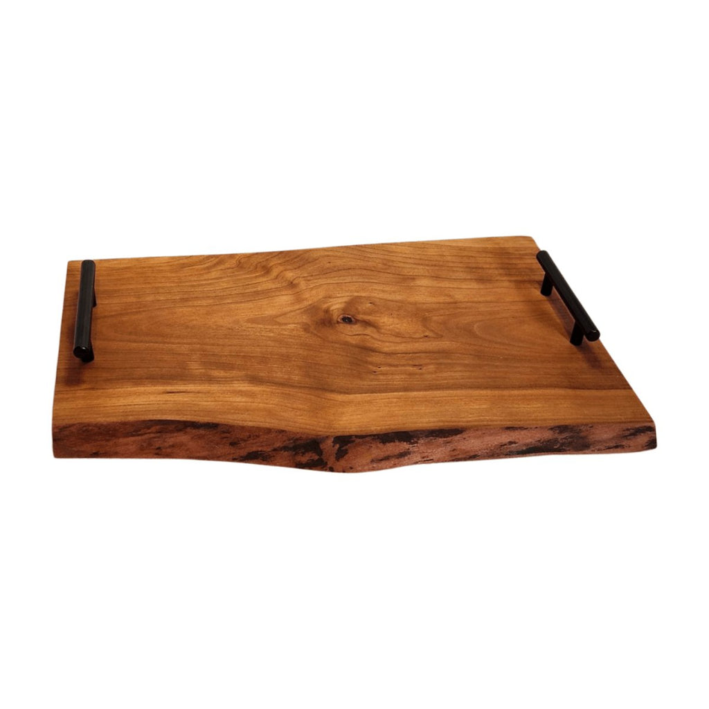 Black Cherry Live Edge Serving Tray w/Handles 16" Length at Artisan Branding Company