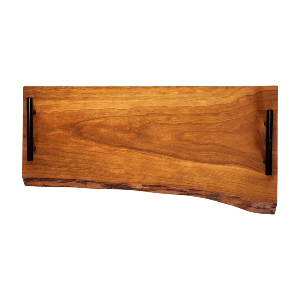 Black Cherry Live Edge Serving Tray w/Handles 16" Length at Artisan Branding Company