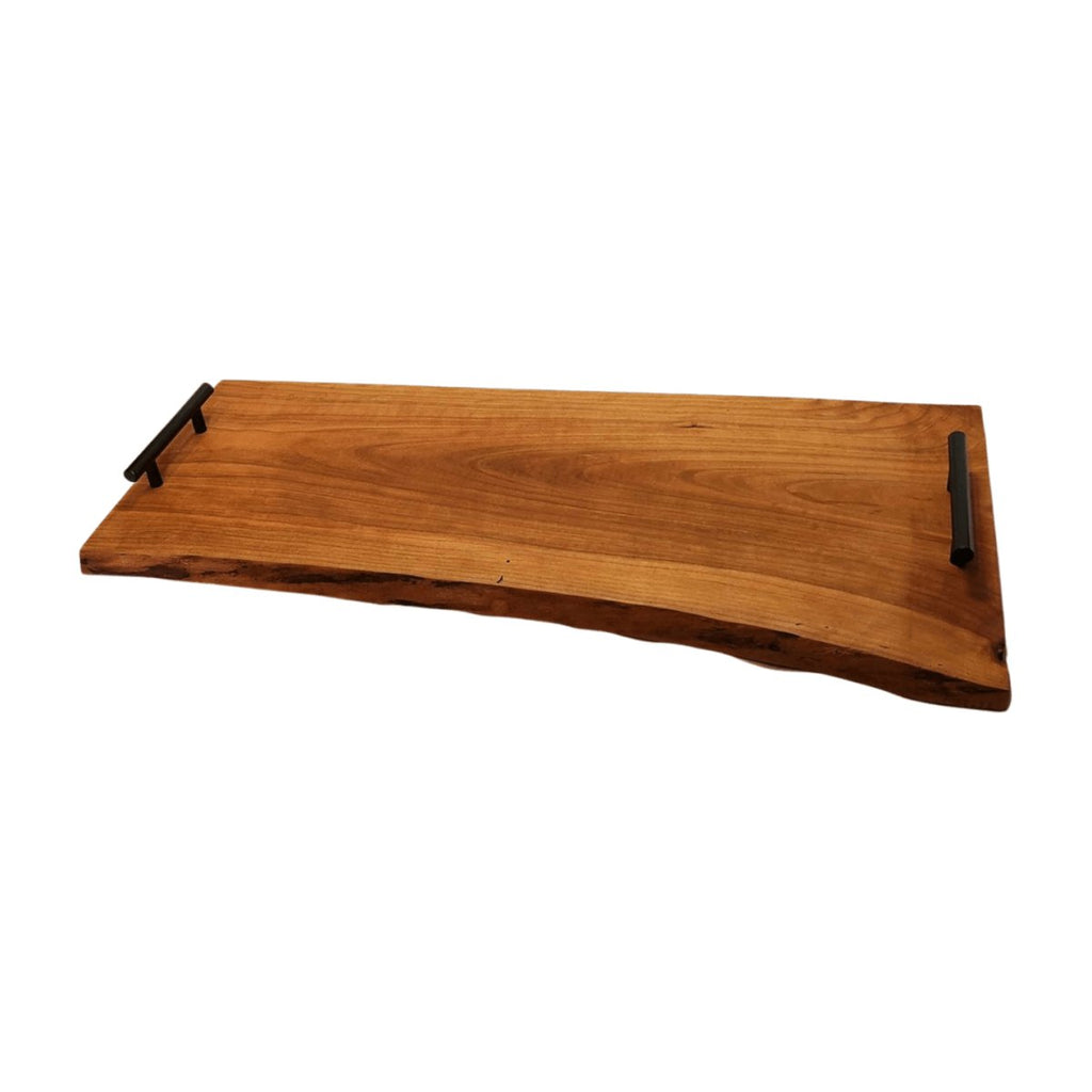 Black Cherry Live Edge Serving Tray w/Handles 16" Length at Artisan Branding Company