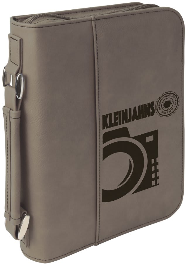 Book/Bible Leatherette Cover 6 3/4" x 9 1/4" Gray w/Black Engraving at Artisan Branding Company