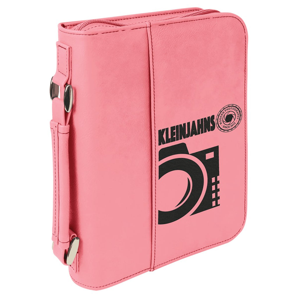 Book/Bible Leatherette Cover 6 3/4" x 9 1/4" Pink w/Black Engraving at Artisan Branding Company