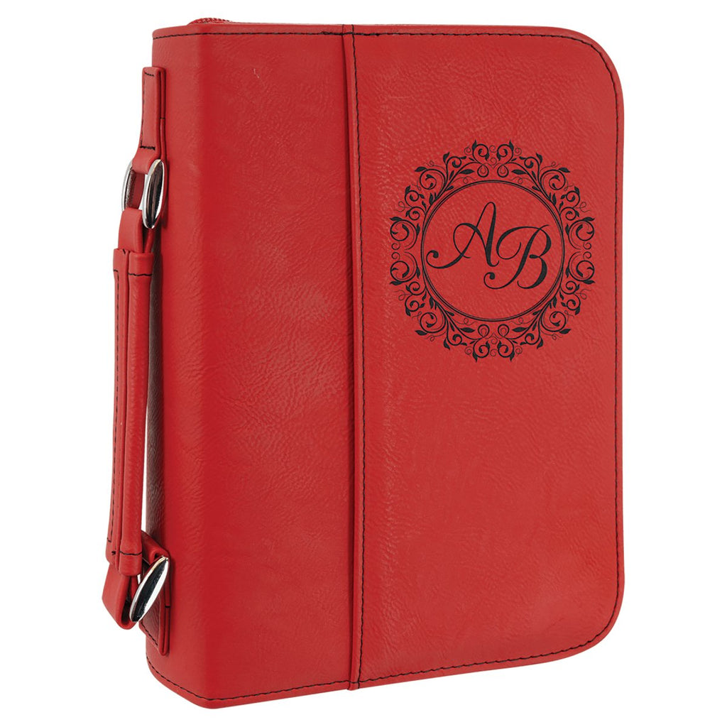 Book/Bible Leatherette Cover 6 3/4" x 9 1/4" Red w/Black Engraving at Artisan Branding Company