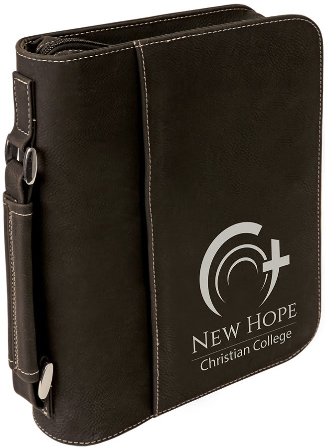 Book/Bible Leatherette Cover 7 1/2" x 10 3/4" Black w/Silver Engraving at Artisan Branding Company