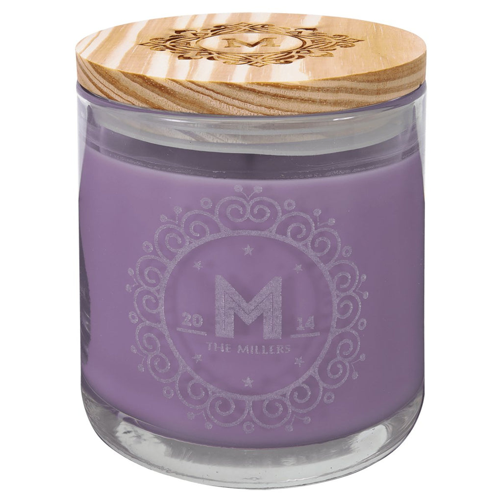 Candle in Glass Holder with Wood Lid 14oz Lavender Vanilla at Artisan Branding Company