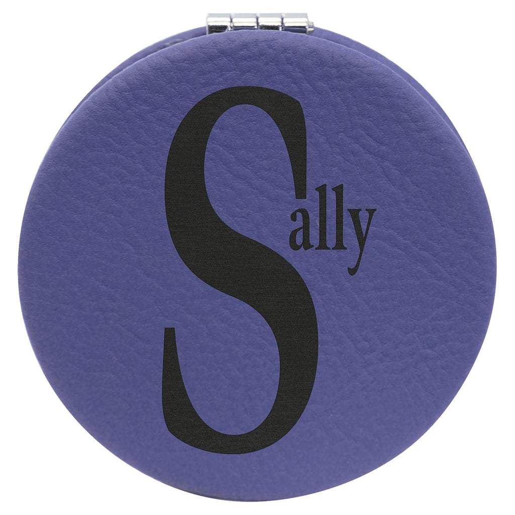 Compact Mirror Leatherette 2 1/2" Purple w/Black Engraving at Artisan Branding Company