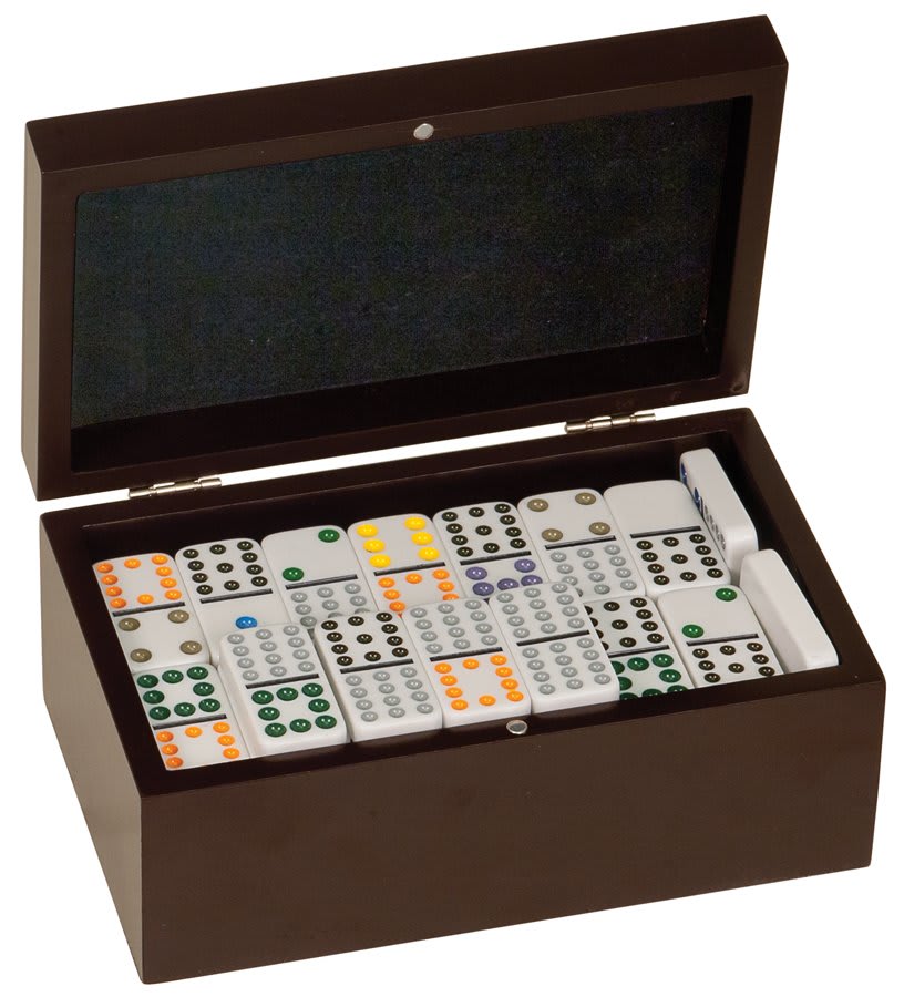 Dominos Double 12 Set w/91 Tiles -Rosewood Finish at Artisan Branding Company