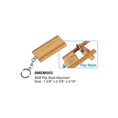 Flip Style USB Flash Drive Keychain 8GB -Bamboo at Artisan Branding Company