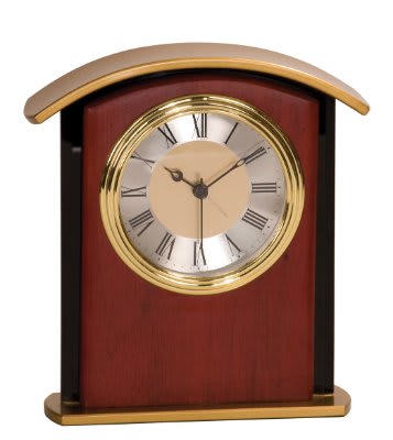 Gold Top Arch Clock 6 1/2" -Mahogany Finish at Artisan Branding Company