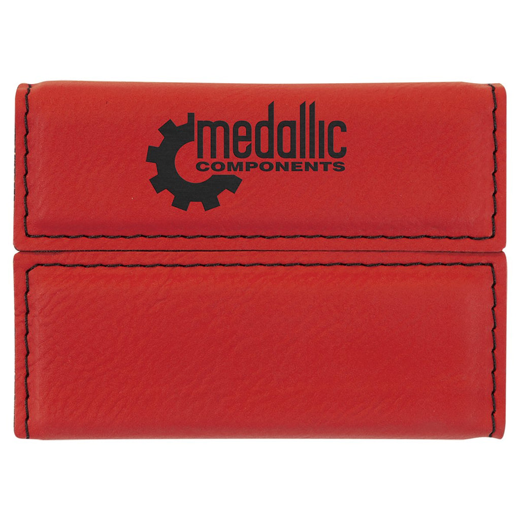 Hard Business Card Holder Leatherette Red w/Black Engraving at Artisan Branding Company