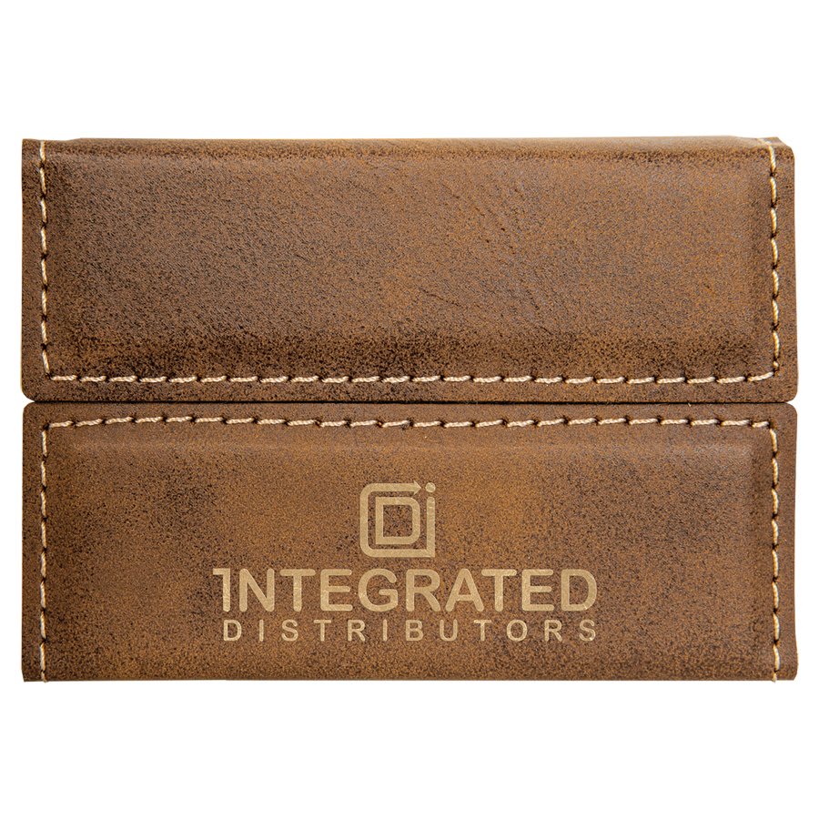 Hard Business Card Holder Leatherette Rustic w/Gold Engraving at Artisan Branding Company