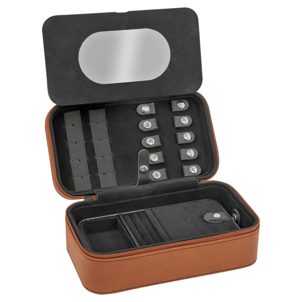 Jewelry Box 7 1/2" X 4 1/2" -Leatherette Black w/Silver Engraving at Artisan Branding Company