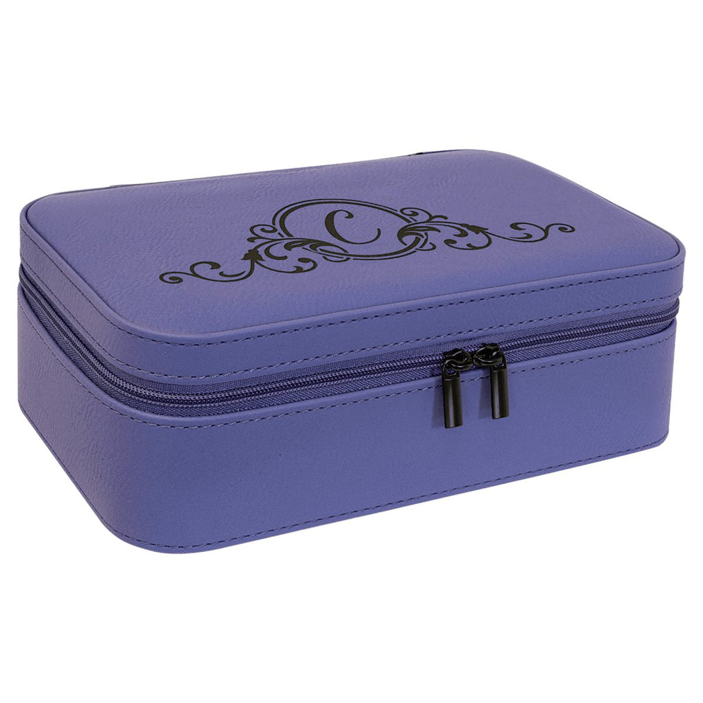 Jewelry Box 7 1/2" X 4 1/2" -Leatherette Purple w/Black Engraving at Artisan Branding Company