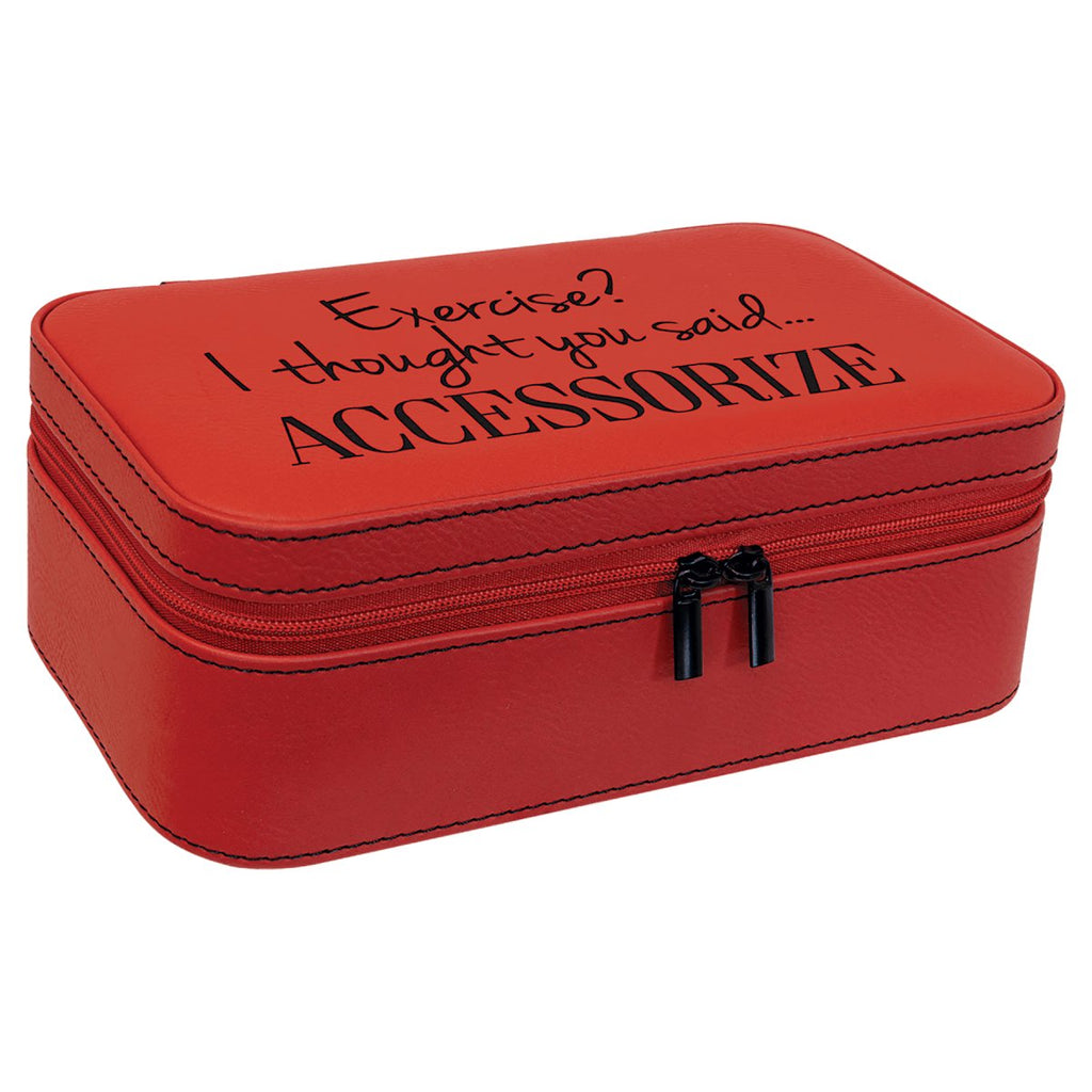 Jewelry Box 7 1/2" X 4 1/2" -Leatherette Red w/Black Engraving at Artisan Branding Company