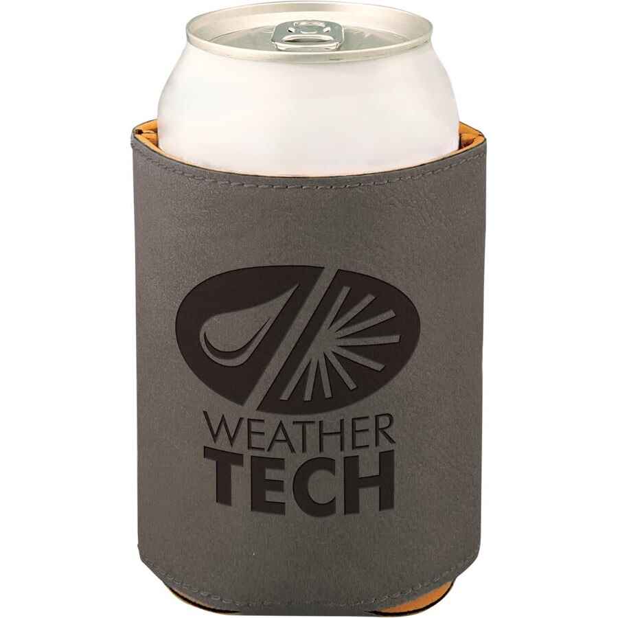 Beverage Holder Leatherette 3 3/4" Gray w/Black Engraving at Artisan Branding Company