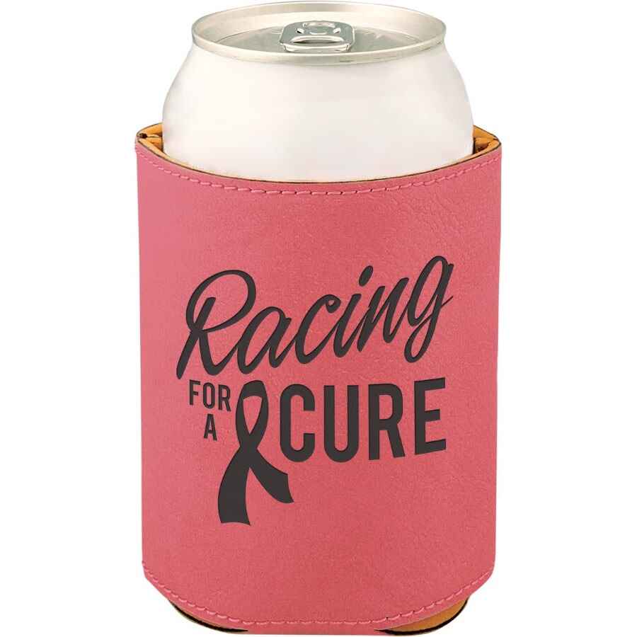 Beverage Holder Leatherette 3 3/4" Pink w/Black Engraving at Artisan Branding Company