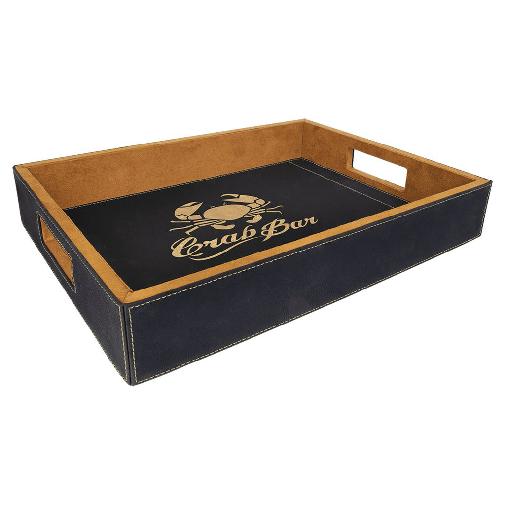 Leatherette Serving Tray 16"x12" Black w/Gold Engraving at Artisan Branding Company