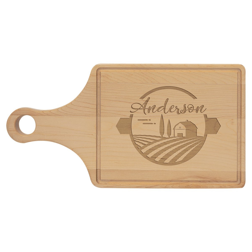 Maple Cutting Board Paddle w/Drip Ring 13 1/2" x 7" at Artisan Branding Company