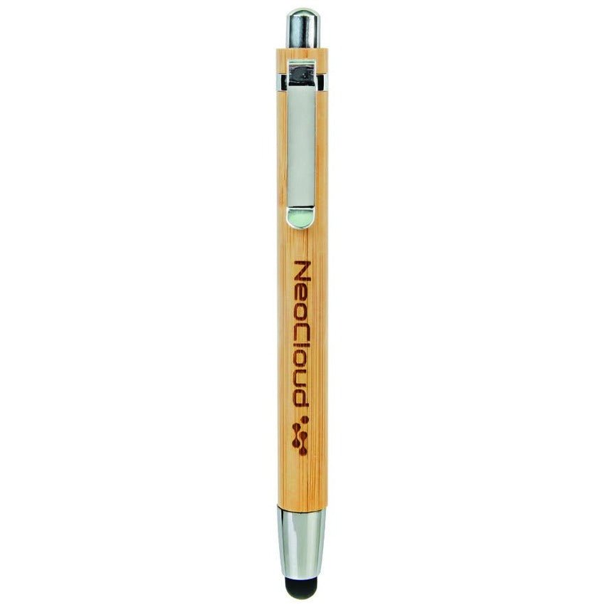 Pen with Stylus Tip and Click Top -Bamboo at Artisan Branding Company