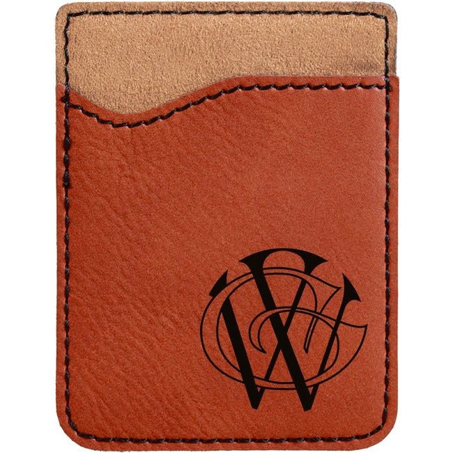 Phone Wallet -Leatherette 2 3/8" x 3 1/8" Rawhide w/Black Engraving at Artisan Branding Company