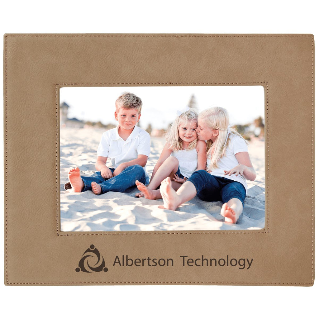 Photo Frame 5" x 7" Leatherette Light Brown w/Black Engraving at Artisan Branding Company